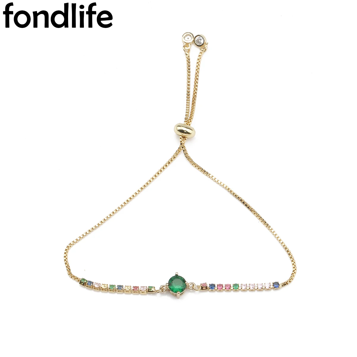 

Cubic Zirconia Present Gold-Plated Green Crystal Bracelet Hand-Woven Lucky Red Rope Adjustable Exquisite Jewelry Gift For Girls