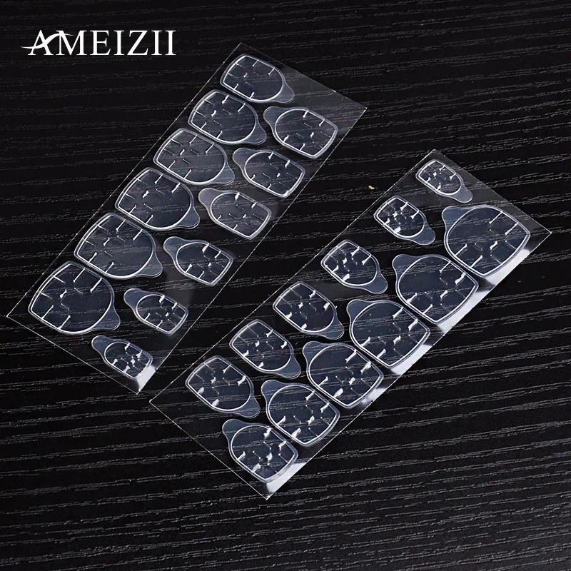 AMEIZII 5 листов поддельные ногти наклейки прозрачные двухсторонние самоклеющиеся желе Водонепроницаемый Накладные ногтей расширение Клей Инструменты
