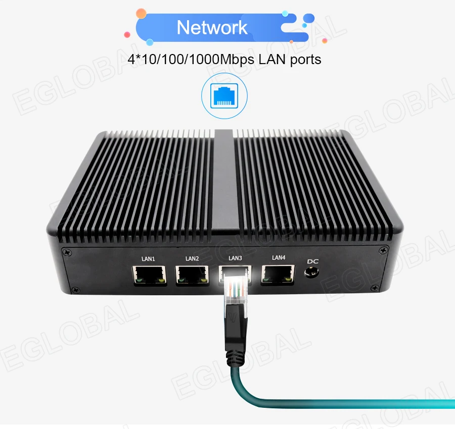 Процессор EGlobal fanless Pfsense, мини-ПК Linux J1900 4 ядра Nano Itx 4* Intel WGI211AT Gigabit RJ45 сетевой брандмауэр маршрутизатор сервер безопасности