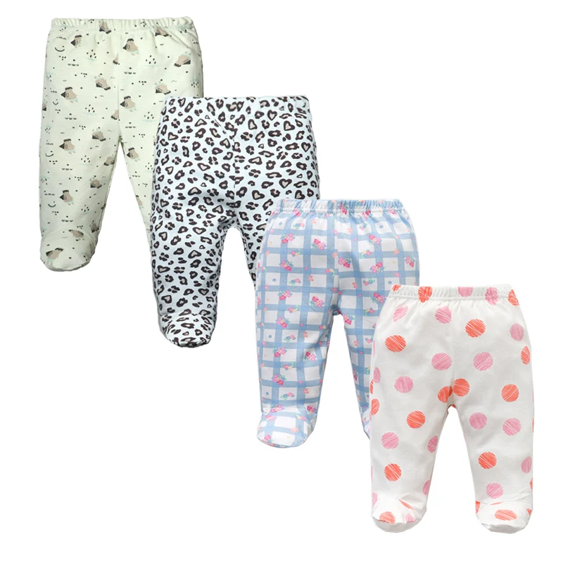 Pantalones de algod&oacute;n suave para beb&eacute; reci&eacute;n nacido, pantal&oacute;n de dibujos animados, para las cuatro estaciones, a rayas, de 0 a 12 meses, 3/4/5 unids/lote-4