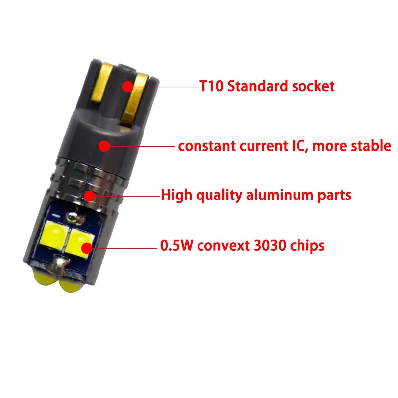 10 шт. новый T10 Canbus без ошибок 194 168 W5W 6 SMD 3030 0 16A Неполярный 9 мм клиновой светодиодный