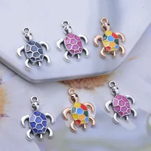 12pcs/lot 20*15mm  Alloy Enamel  Tortoise Charms Accessories Earring animal  Pendant Jewelry Earring Components