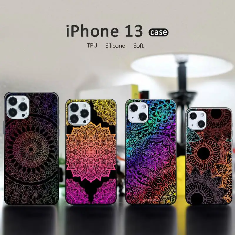 

Mandalas Pattern Phone Case for iphone 13 12 11 pro mini XS max 6 6s 7 8 plus X XR soft TPU coque shell funda