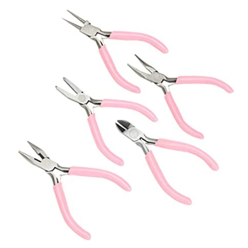 

GTBL 5 Piece Series Metal Pliers Set, Jewelry Craft Tool, Mini Pink Hand Tool Set, DIY Handmade Jewelry Making
