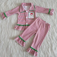 wholesale christmas pajamas kids set santa childrens embroidery clothing sets matching christmas clothing for boys and girls