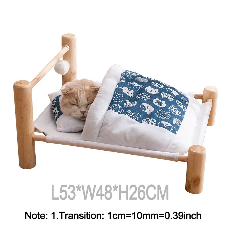 

Pet Lounger for Cat Bed Removable Sleeping Bag Hammock Wooden Winter Warm kitten Cats House Pets Beds Small Dogs Sofa Mat suppli