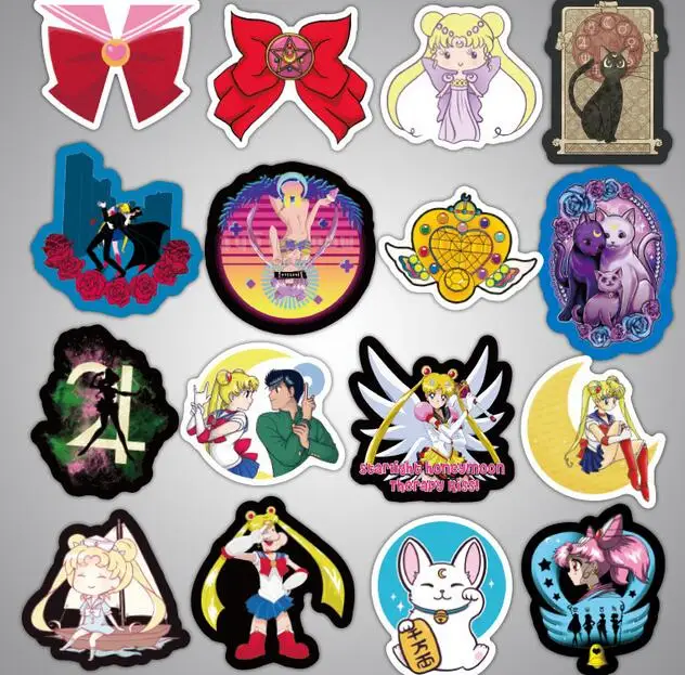 

50 Pcs Sailor Moon Printed Stickers Graffiti Stickers Waterproof Luggage Stickers Cosplay Accessories Decor Women Christmas Gift