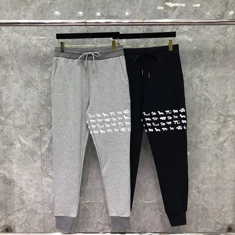 TB THOM Sweatpants Spring Autunm Men's Pants Fasion Brand Sweatpant Multiple Animal Image Embroidered 4-Bar Sports Trousers