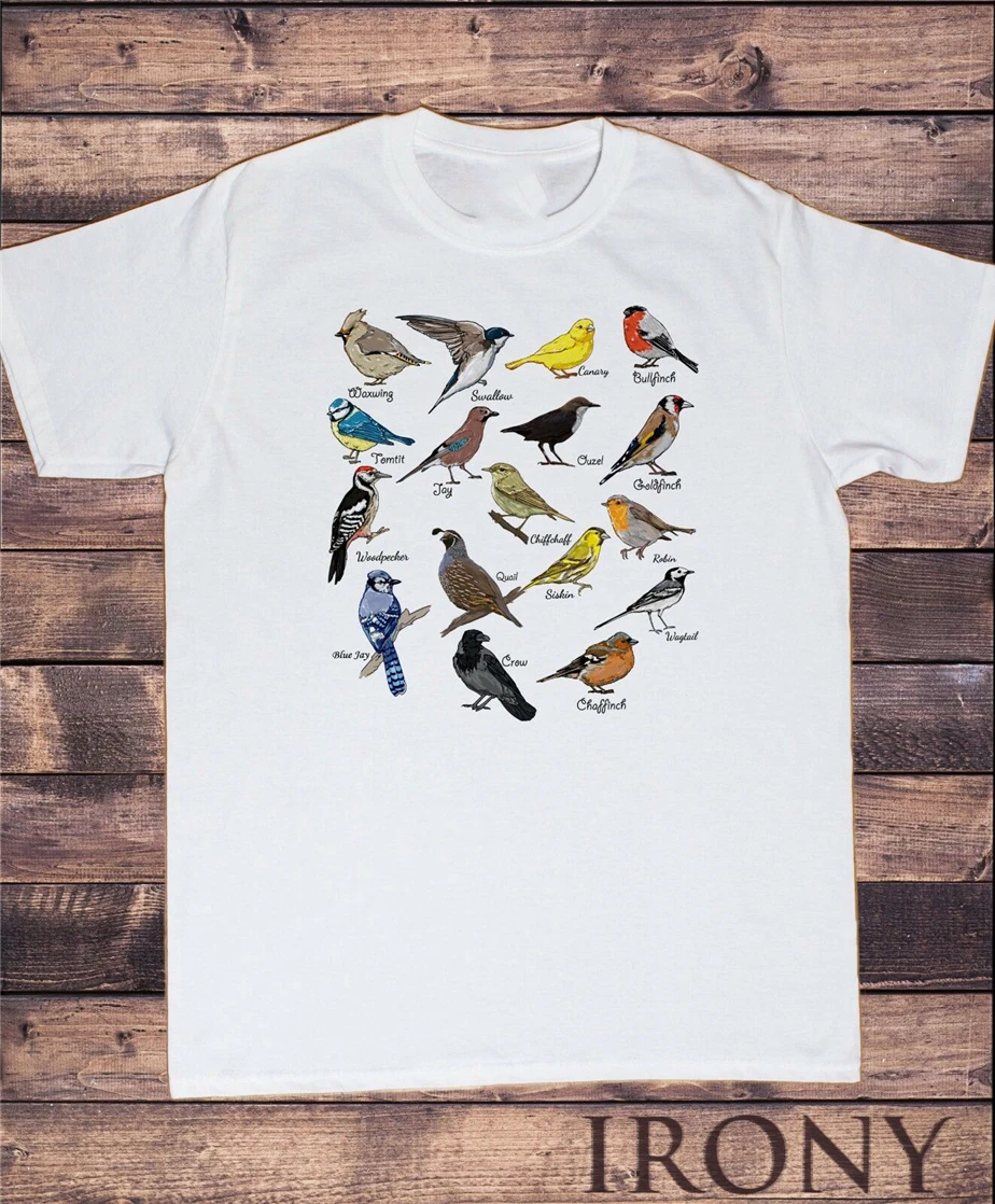Мужская белая футболка британская индийская наблюдение за птицами Twitchers Bird Names