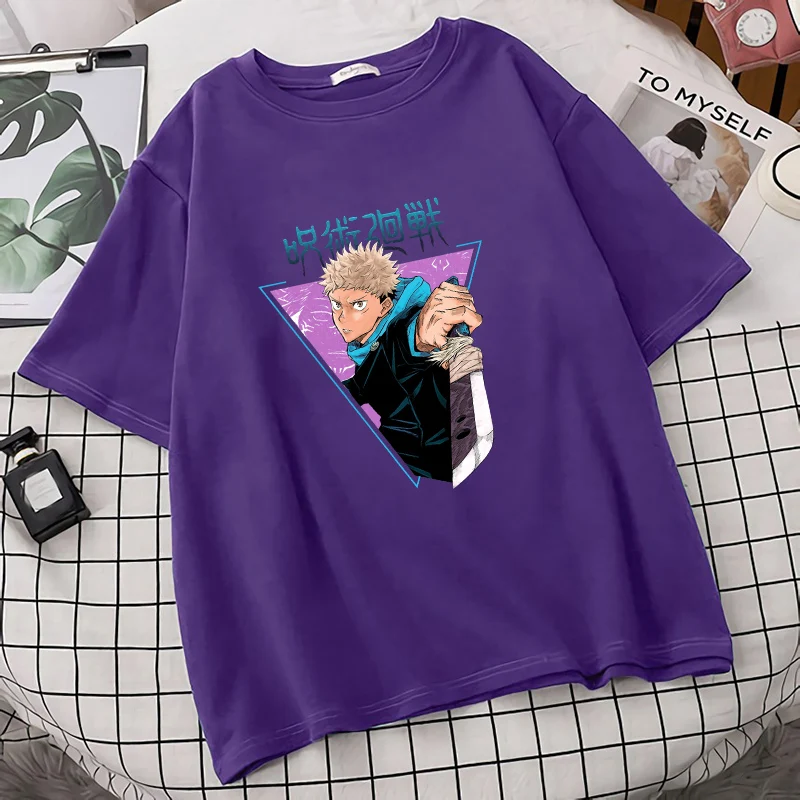 

Свободное платье-Футболка женская Jujutsu кайсен Юдзи Itadori в стиле «хип-хоп» Плюс Размер Свободный Летний топ с короткими рукавами, Harajuku Crewneck ул...