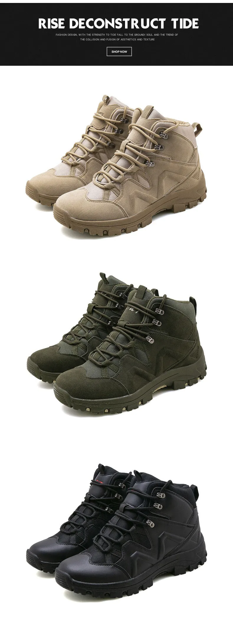 Men Tactical Boots Army Boots Military Desert Waterproof Work Safety Shoes Climbing Hiking Sport Shoes Ankle Men's Outdoor Boots