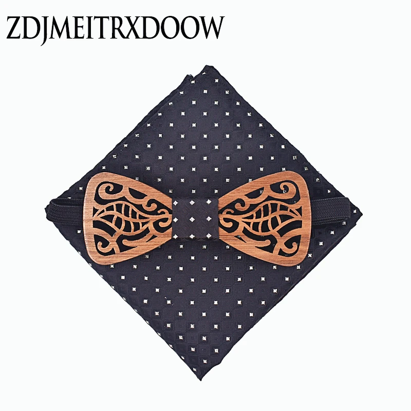 New Wooden Decoration Tie Cufflinks Set Dress Suit Party Gentleman Wood Bow tie Gift set Corbatas Para Hombre Butterfly | Аксессуары для
