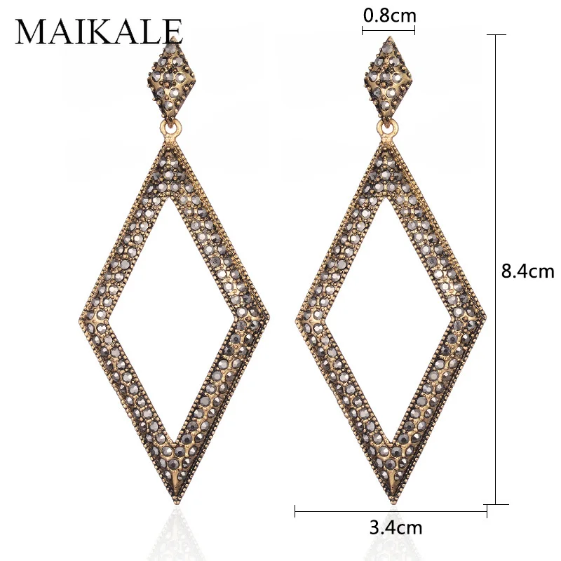 Женские крупные серьги гвоздики MAIKALE винтажные геометрические с крупным