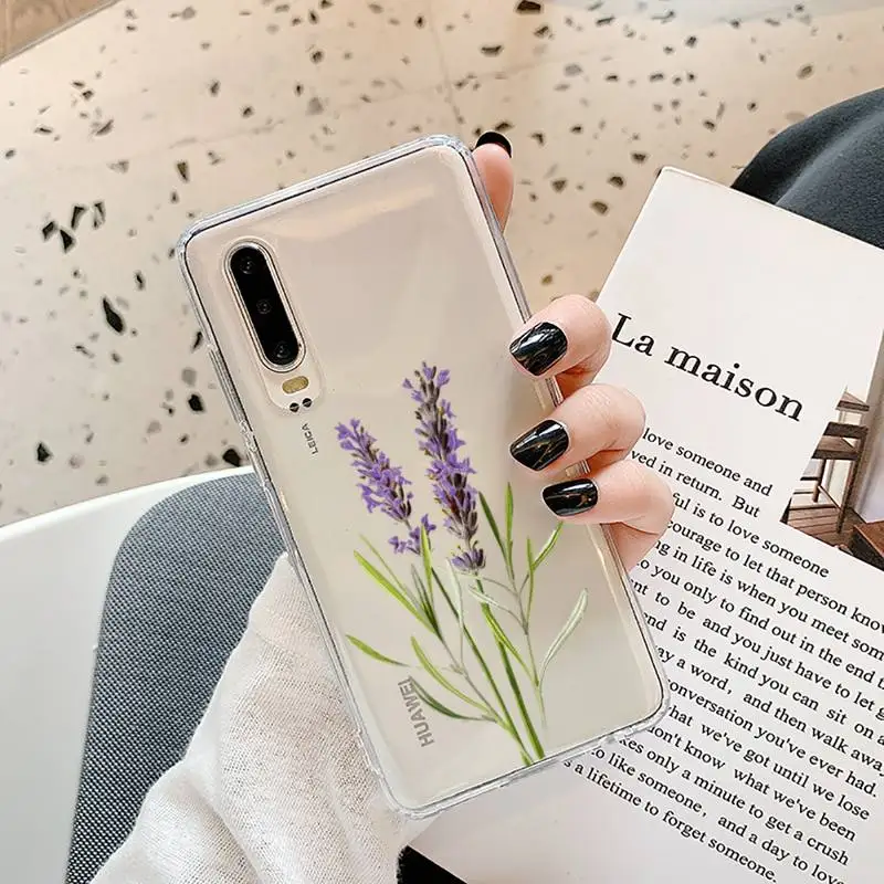 

Simple Lavender Flowers Phone Cases Transparent for Samsung A71 S9 10 20 HUAWEI p30 40 honor 10i 8x xiaomi note 8 Pro 10t 11