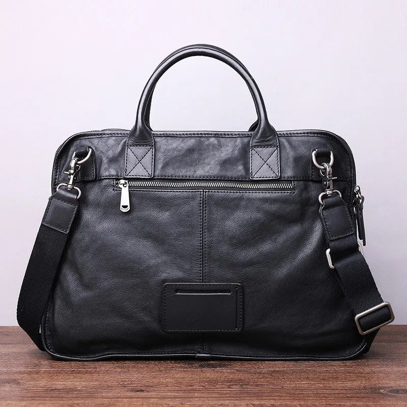 high quality natural genuine leather men's women's briefcases casual laptop handbags fashion real cowhide messenger bag
