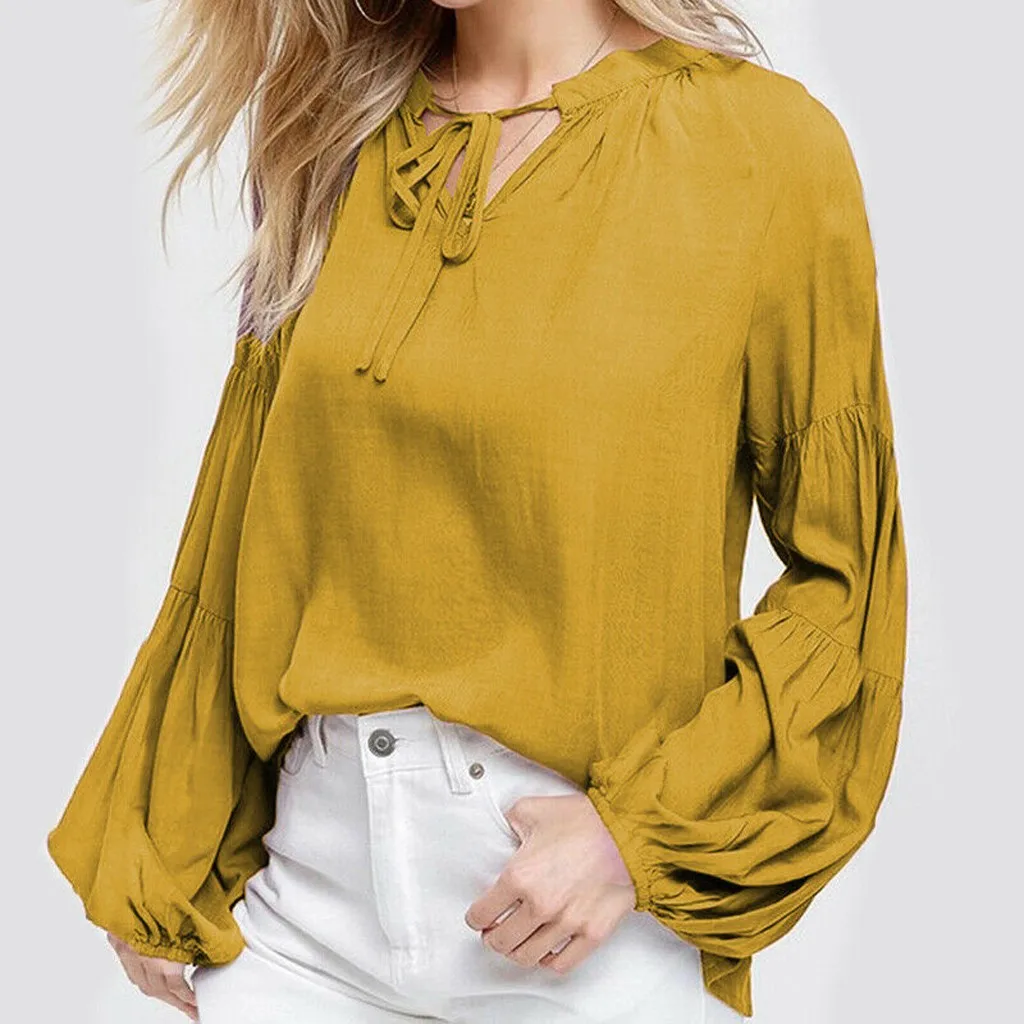 Осенняя модная женская блузка со шнуровкой Женская Повседневная зимняя