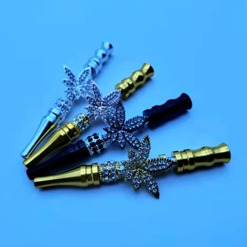 

10pcs 107mm Green Leaf Shape Hookah Mouthpieces Tips No Hurt Lady Long Nails Bling Unique Jewelry Blunt Mouth Tips for Hookah