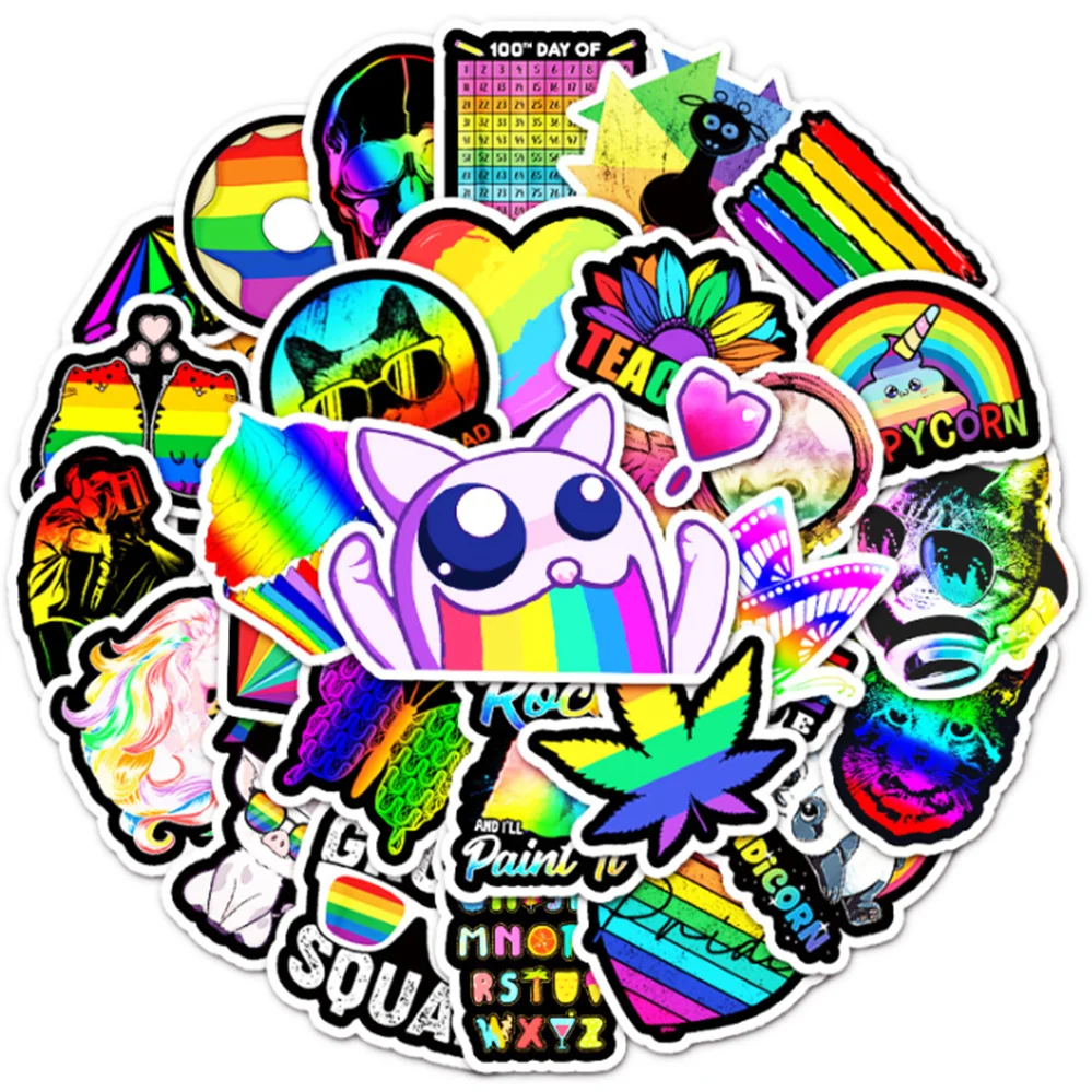 

10/30/50PCS Cartoon Rainbow Unicorn Horse Series Graffiti Sticker Suitcase Hand Account Waterproof Sticker Toy Wholesale