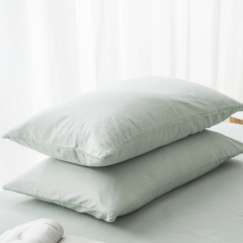 

2pcs Pillowcases 100% Cotton Soft Pillow Covers Solid Color Bedroom Comfortable Sleeping Accessories Washable 48x74cm