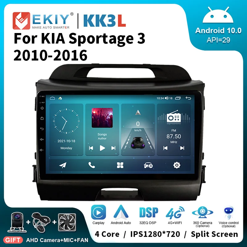 

EKIY KK3L Android стерео Автомагнитола для KIA Sportage 3 2010-2016 2015 1280*720 мультимедийный видеоплеер Navi GPS Carplay головное устройство
