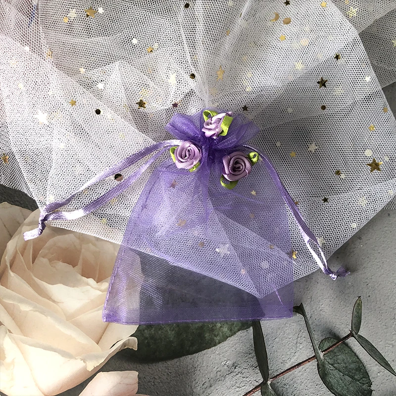 

10pcs 9x12 Organza Bag Dried Flower Decoration Bow Candy Bag Ins Wind Bag Jewelry Packaging Bag Gift Drawstring Bags Wholesale