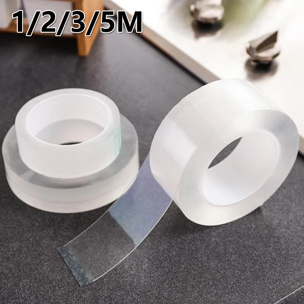 

1M/2M/3M/5M Magic Nano-Tape Double Sided Tape Transparent Reusable Waterproof Adhesive Traceless Tape Cleanable Home