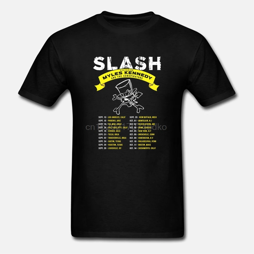 Slash and Myles Kennedy Tour 2018 Мужская футболка черного цвета Размеры до XXL (2)|Мужские