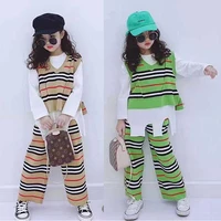 new three piece childrens striped suit childrens suit childrens clothes for 3 8 years old girls outfits