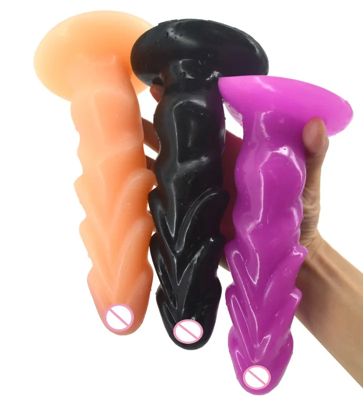 Черный Экзотический фаллоимитатор для собак с присоской Реалистичная пробка