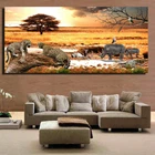 Плакаты и принты с африканскими пейзажами, пастбища и Закат-картины с гепардом и носорогами для стены гостиной-картины с животными