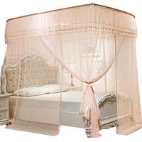Summer Retractable Mosquito Net U-type Three-door Home Court Princess 1.8 M Double Curtains Mosquito Repellent Tent Home Decor