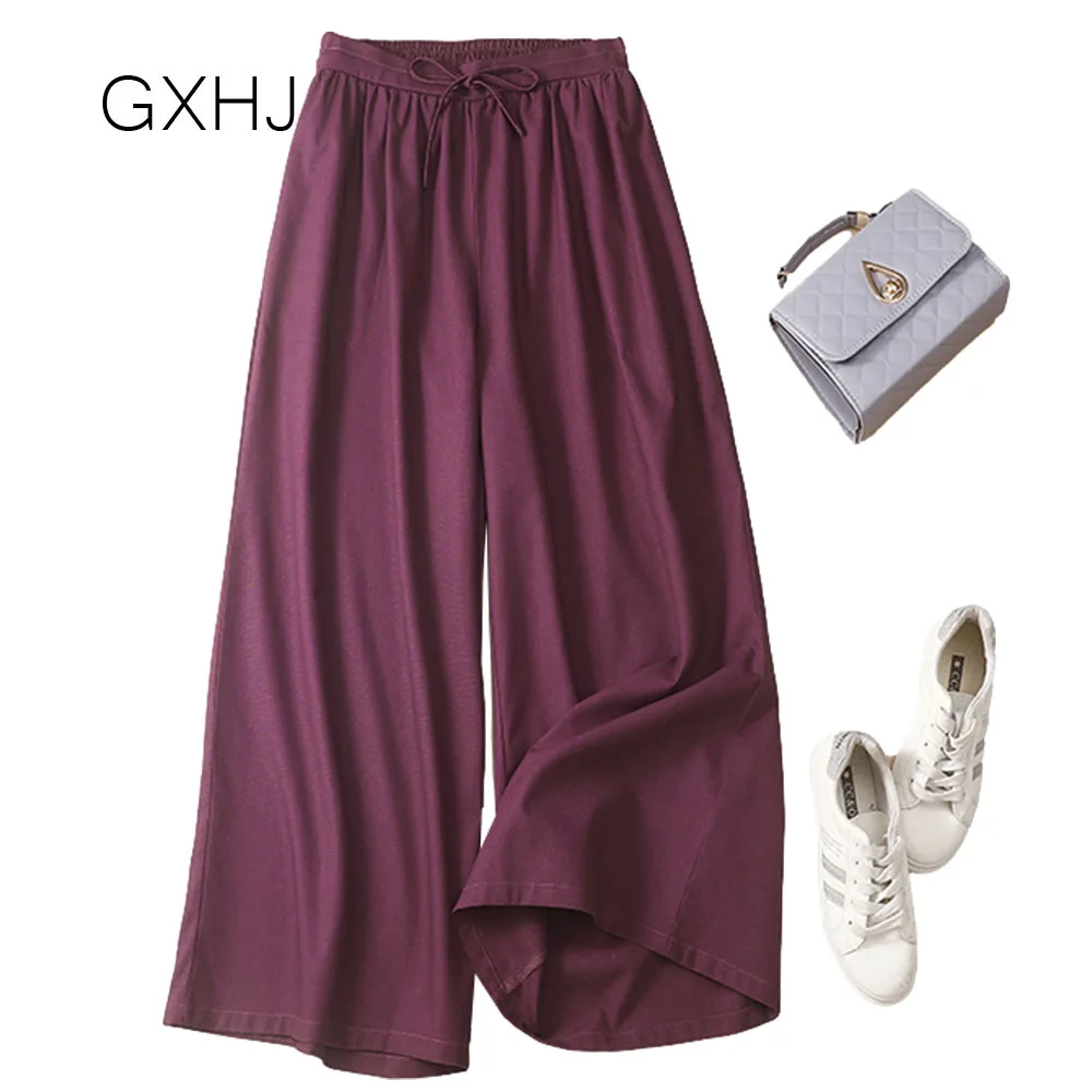 Брюки женские с широкими штанинами льняные повседневные Хлопковые Штаны