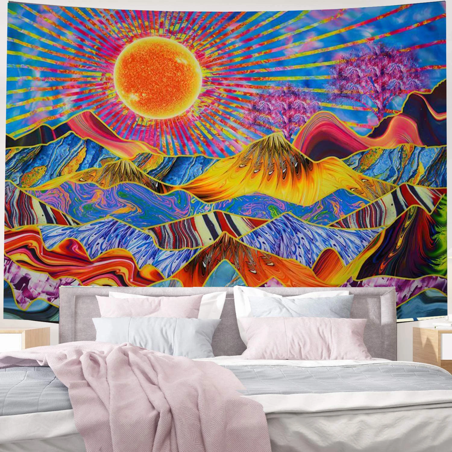 Psychedelic горный гобелен украшение для дома в общежитии аксессуары настенное