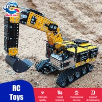 2544 pcs remote control alloy excavator 2 4g 12 channel diy building block rc car construction bricks electric toys for boy kid