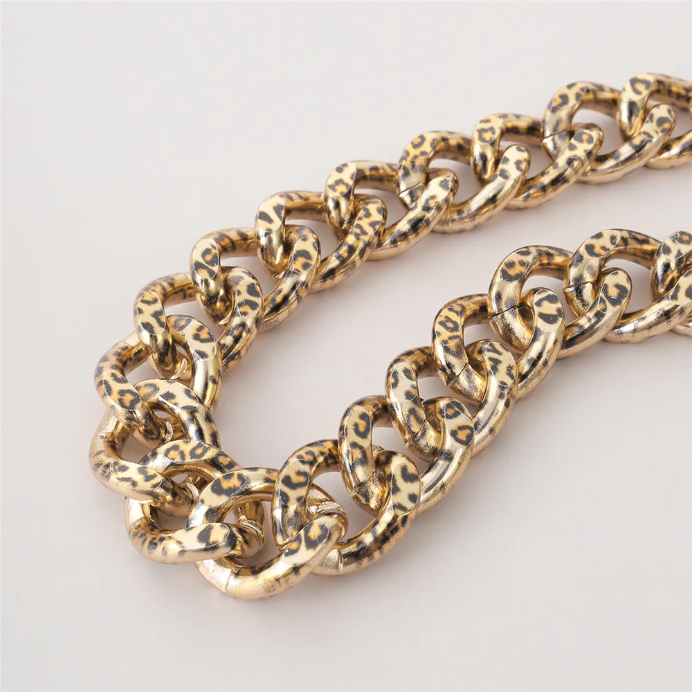 

Punk Leopard Chunky Necklace for Women Short Miami Cuban Chain Choker Necklace Hip-Hop Lovers Rock Collar Jewelry Charm Gift