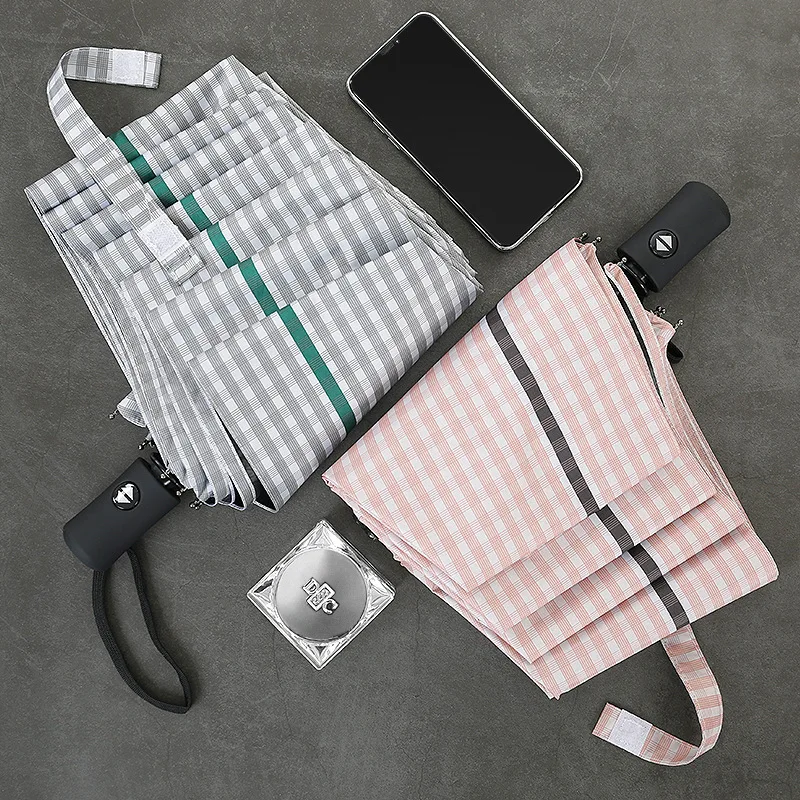

`Automatic Umbrella Folding Umbrella Female Strong Waterproof Woman Men Rain Windproof Umbrella Stripe Pattern Women Y50