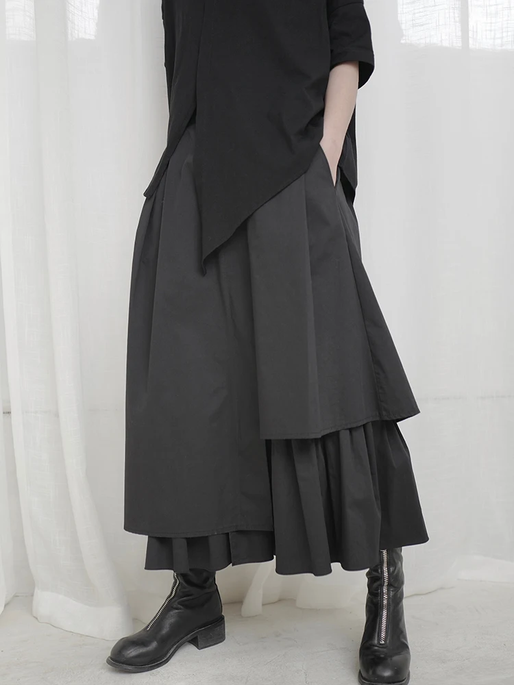 Yamamoto Style Dark half-length Skirt Female Spring and autumn personality irregular design feeling minority a-line dress