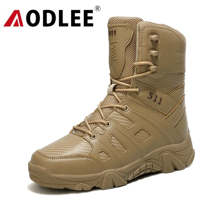 

AODLEE High Quality Men Military Leather Work Boots Special Force Tactical Desert Combat Men's Boots Outdoor Shoes Ankle Boots