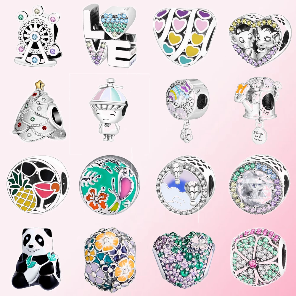 

2019 100% 925 Sterling Silver Classic Color Christmas Charm Beaded Bracelet DIY Accessories Beaded Free Shipping Wholesale