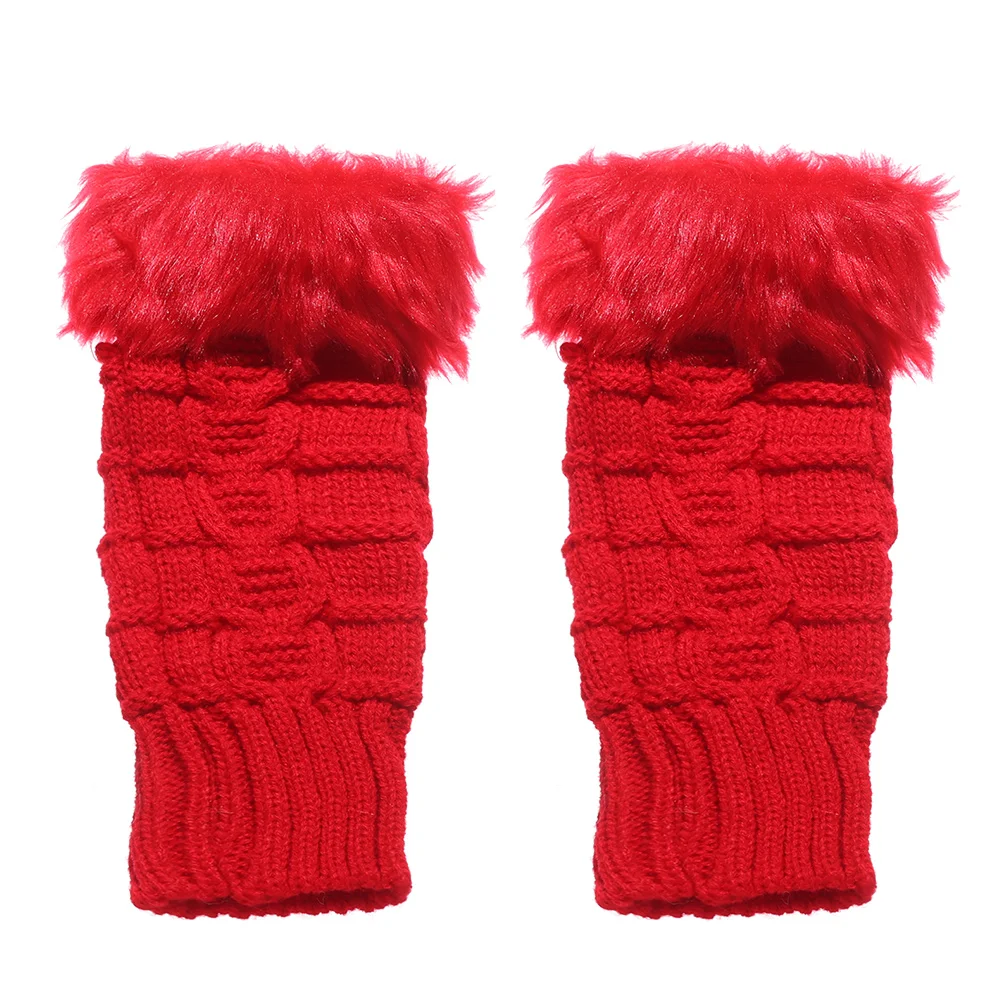 

1 Pair Faux Rabbit Hair Gloves Women's Fashion Fingerless Soft Stretch Gloves Elastic Thicken Winter Outdoor Warm Mittens