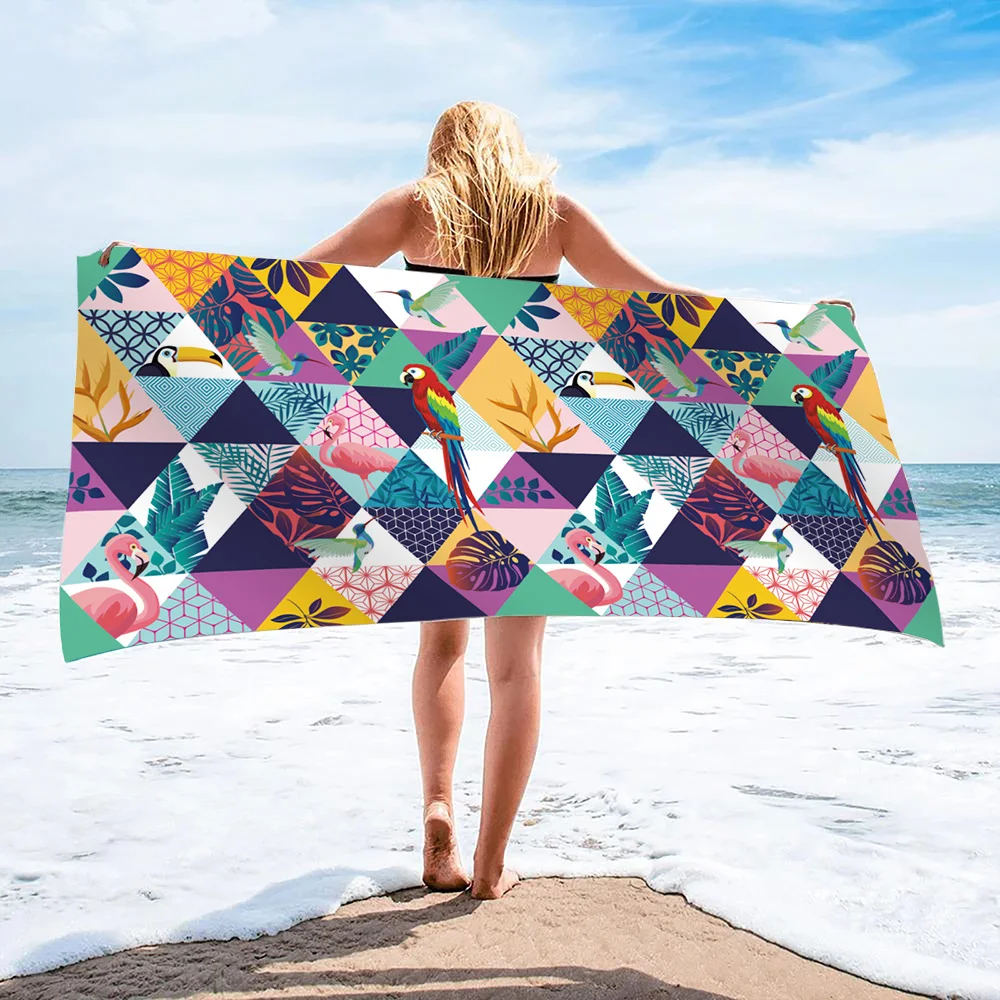 

Fashion Color Rhombus Pattern Summer Beach Towel Microfiber Absorbent Printed Bath Towels Drying Quicky-Dry Microfiber Towel