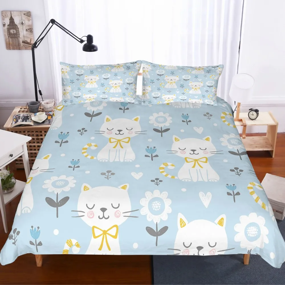 2/3 шт. Комплект постельного белья для девочек из микрофибры с 3D принтом милых