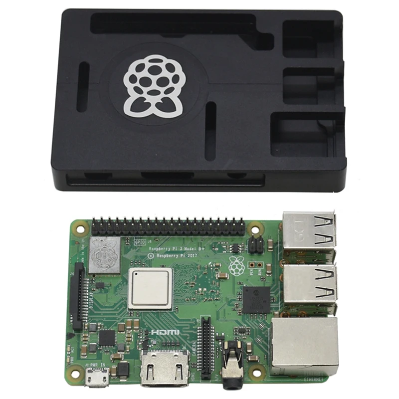 Raspberry Pi 3 Model B + чехол Черный ЧПУ Алюминий ультра-тонкий металлический корпус с 4