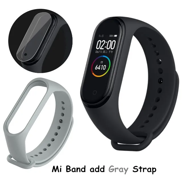 B Add Gray Strap Xiaomi mi Band 4, умный браслет 3, Bluetooth 5,0, браслет для фитнеса, Traker AMOLED, цветной сенсорный экран, mi Band 4, спортивный, Smartband 4 - Цвет: B Add Gray Strap