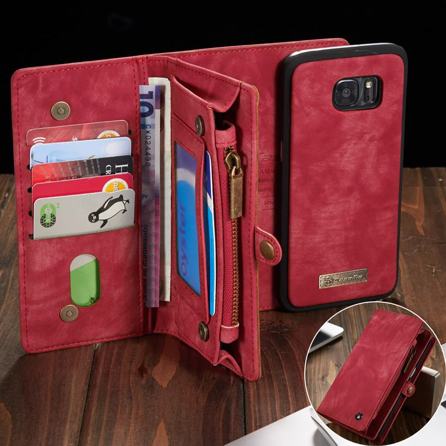 

Galaxy S7 edge S8 S9 S10 plus s10e note 8 9 10 Pro case, rear magnetic leather case, with multifunction Wallet