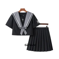 witch rebirth black summer navy sailor suit tops skirts jk high school uniform class uniform students cloth