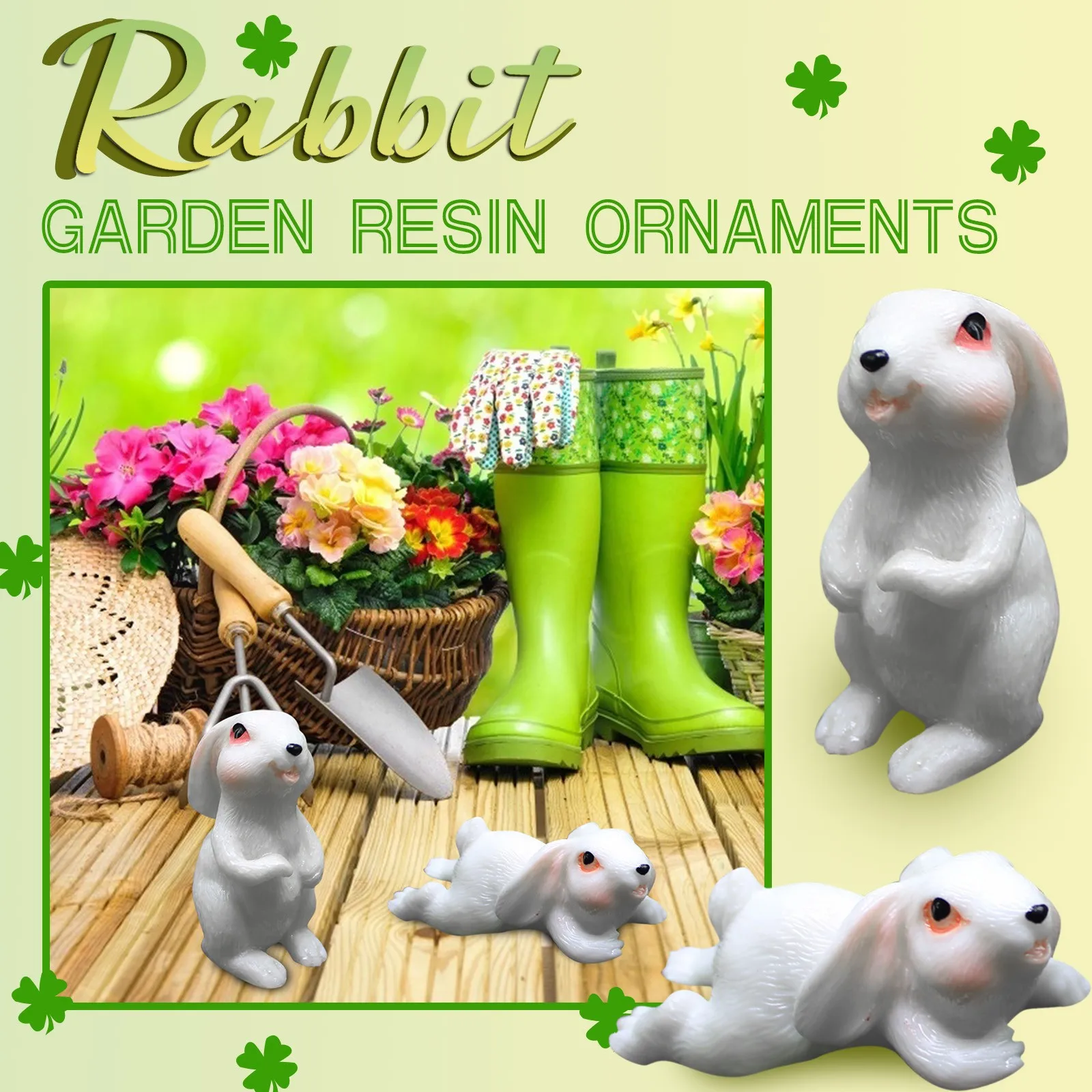 

Милый цветочный горшок из смолы с кроликом, микро Ландшафтный орнамент, суккулент, мох, украшение для сада, уличные аксессуары, 2 шт. #40