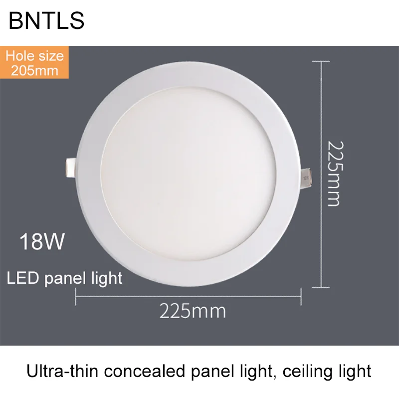 

3W 6W 9W 12W 18W LED Thin Round Panel Light Ultra Thin Concealed Ceiling Downlight Kitchen Integrated Ceiling Embedded Flat Lamp