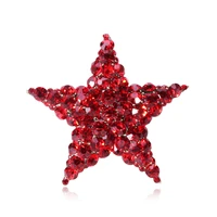 funmor christmas brooch full red five pointed star corsage for women kids sweater bag hijab pins casual jewelry new year gifts