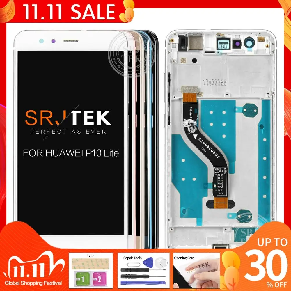 ЖК дисплей с рамкой для HUAWEI P10 Lite светодиодный экран 5 2 дюйма WAS LX1 LX1A LX2 LX3|Экраны